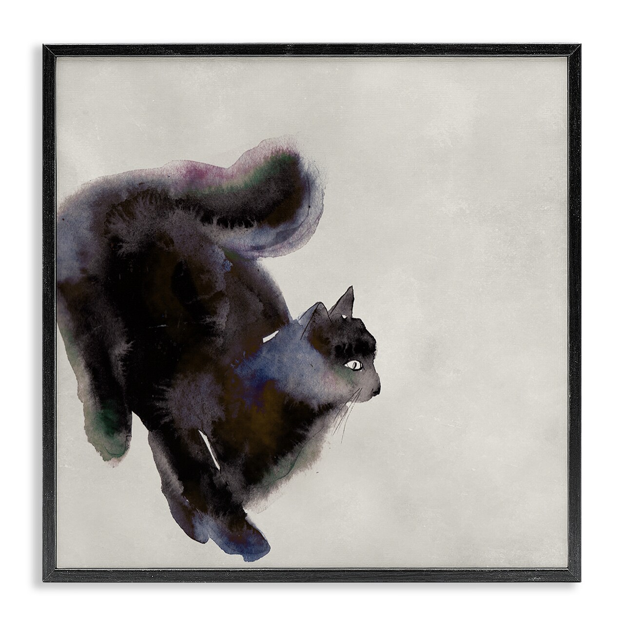 Stupell Industries Black Cat Watercolor Framed Giclee Wall Art Design by Melissa Wang